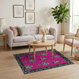 Pink Floral Vintage Elegant Pink Damask Floral Area Rug