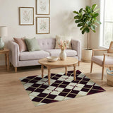 Maroon Diamond Geometric Area Rug