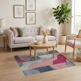 Pink Grey Geometric Abstract Area Rug
