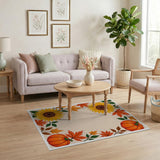 Autumn Sunflower Pumpkin Harvest Border Rug