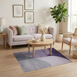Purple Curved Abstract Geometric Area Rug