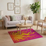 Vibrant Pink Flame Abstract Area Rug