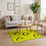 Playful Yellow Smiley Face Kids Cartoon Rug