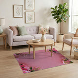Blush Pink Floral Border Area Rug
