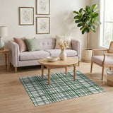 Crisp Green Grid Geometric Area Rug