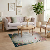 Romantic Pink Cherry Blossom Hearts Area Rug