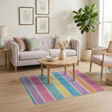 Vibrant Rainbow Striped Area Rug