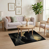 Golden Moon Over Wavy Mountains Abstract Rug