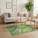 Lush Green Fern Fronds Area Rug