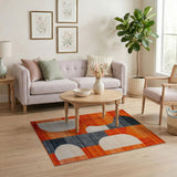 Orange Bold Orange Abstract Geometric Area Rug