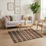 Classic Red Plaid Rustic Farmhouse Area Rug