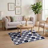 Navy Hexagon Starburst Pattern Area Rug
