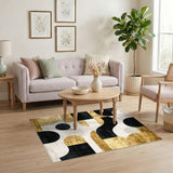 Geometric Black and Gold Area Rug