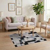 Black and White Geometric Modern Modern Black White Geometric Block Area Rug