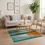Geometric Modern Teal Orange Geometric Abstract Area Rug