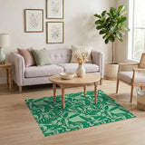Stylized Green Leaf Area Rug