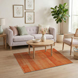Orange Horizontal Stripe Geometric Area Rug