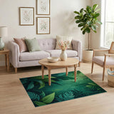 Lush Green Jungle Foliage Area Rug