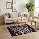 Pink Lace Hearts Ribbon Area Rug
