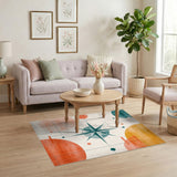Teal Compass Geometric Area Rug
