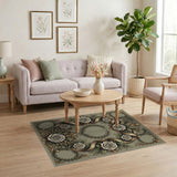 Ornate White Rose Baroque Frame Rug