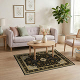 Ornate Black Gold Persian Area Rug