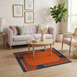 Bold Orange Octagon Geometric Frame Rug