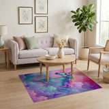 Rainbow Unicorn Galloping in Dreamy Clouds Rug