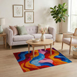Abstract Area Vibrant Abstract Wave Area Rug