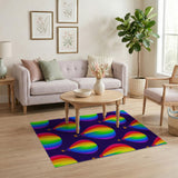Multi-color and Patterns Rainbow Hot Air Balloon Washable Area Rug