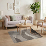 Modern Grey Wave Abstract Area Rug
