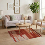 Modern Geometric Red Orange Stripe Area Rug