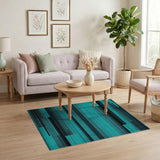 Teal and Black Geometric Stripe Area Rug