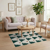 Evergreen Fir Tree Snowflake Pattern Area Rug