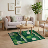 Green Playful Green Crocodile Kids Area Rug