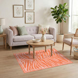 Orange Tiger Stripe Tribal Area Rug