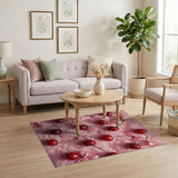 Cherry Bow Pink Faux Fur Area Rug