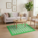 Green Floral Vintage Vibrant Green Shamrock Clover Area Rug