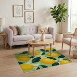 Yellow Vibrant Lemon Fruit Pattern Area Rug