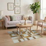 Layered Tan Brown Geometric Area Rug