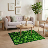 Green Kids Cartoon Lucky Shamrock Clover Green Area Rug