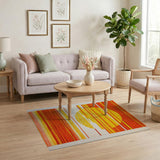 Vibrant Orange Sun Striped Area Rug