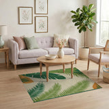 Coastal Green Palm Frond Area Rug