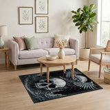 Winged Skull Gothic Moon Area Rug