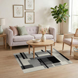 Black White Geometric Modern No. 17 Area Rug
