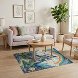 Washable Whimsical Rainbow Fairy Tale Castle Kids Area Rug