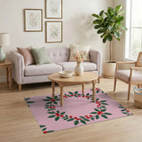 Multi-color and Patterns Pink Holly Berry Wreath Area Rug