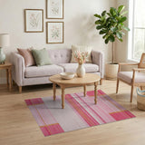 Vibrant Pink Orange Geometric Stripe Area Rug