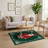 Jolly Santa Claus Snowflakes Area Rug