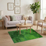 Lush Green Leaf Pattern Area Rug